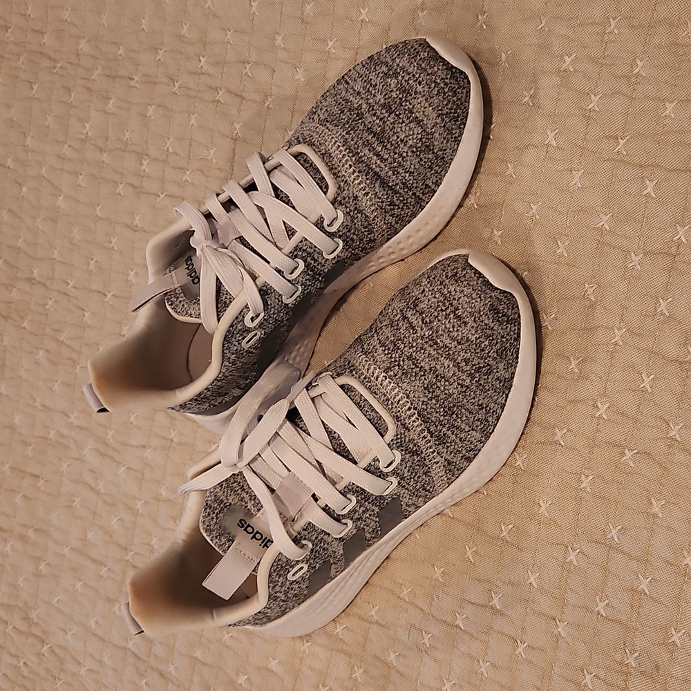 Adidas Black and White Knit Running Shoes Cloud Foam